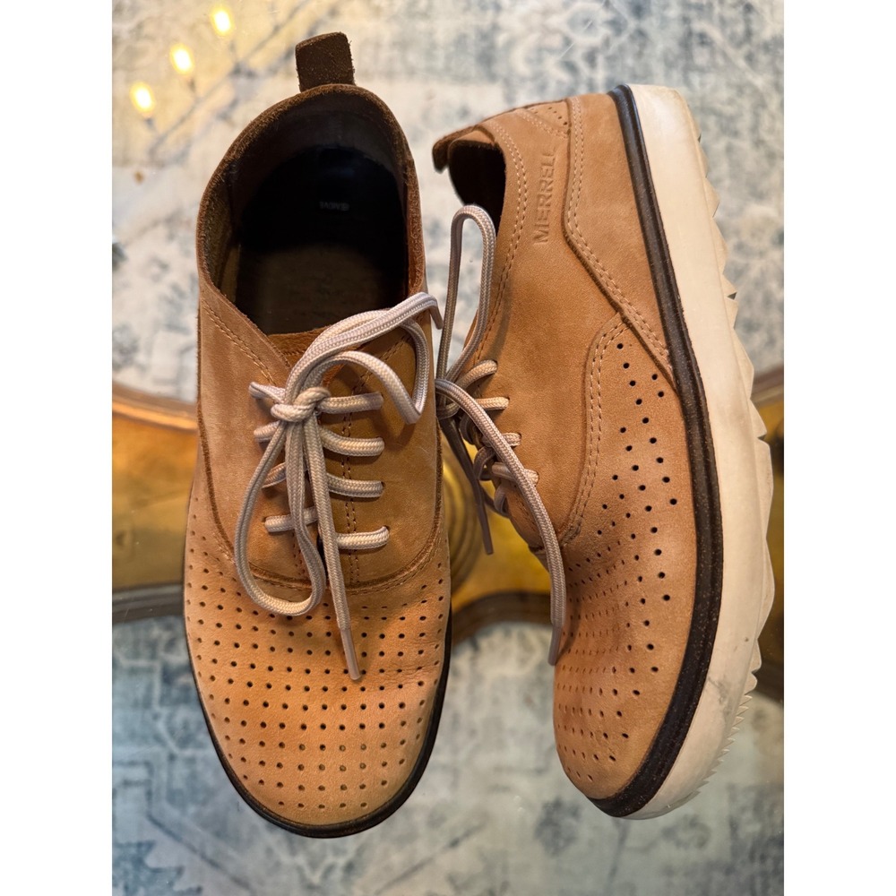 Merrell Womens Tan Leather M-Move Perforated Lace Up Oxford Shoes Size 5 J03694
